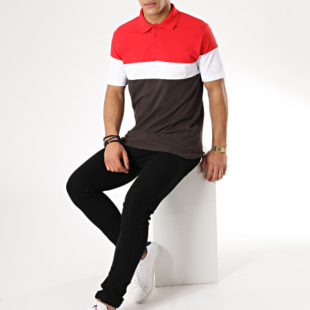 Classic Series - Polo Manches Courtes H1704L21086A Gris Anthracite Rouge Blanc