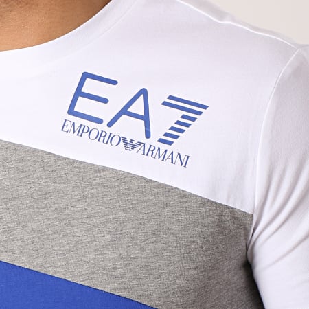 EA7 Emporio Armani - Tee Shirt 3GPT68-PJ03Z Bleu Roi Blanc Gris Chiné