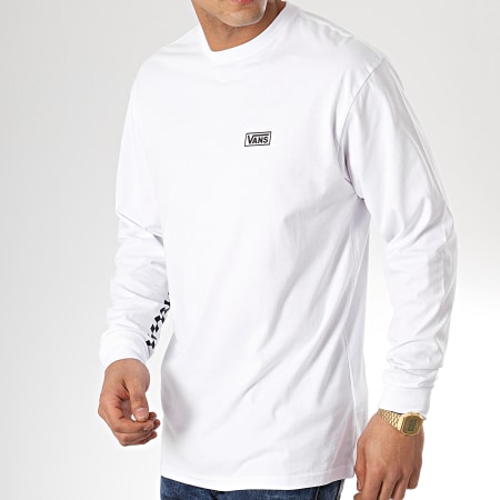 Vans - Tee Shirt Manches Longues A Bandes OTW Distort A3W1XWHT Blanc Noir