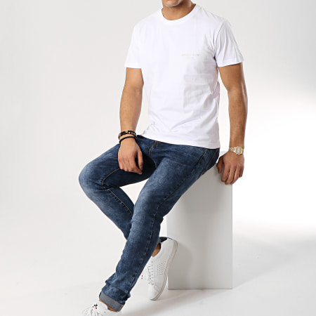Versace Jeans Couture - Tee Shirt Slim Foil 57 B3GTB76R-36610 Blanc Doré