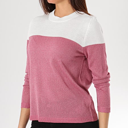Only - Pull Femme Over Rose Blanc