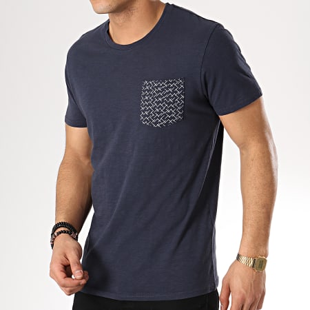 Selected - Tee Shirt Poche Kristian Bleu Marine