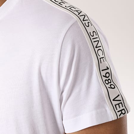 Versace Jeans Couture - Tee Shirt Bandes Brodées Tape B3GTB7S1-11620 Blanc Noir
