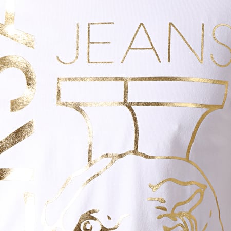 Versace Jeans Couture - Tee Shirt Slim Foil 36 B3GTB760-36620 Blanc Doré