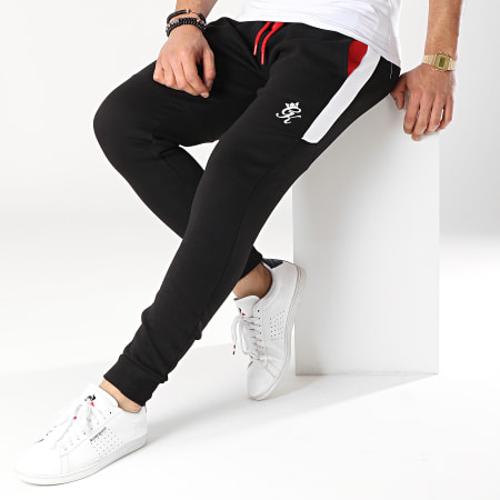 Gym King - Pantalon Jogging Core Plus Contrast Noir Blanc Rouge