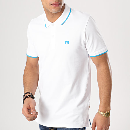 Jack And Jones - Polo Manches Courtes Stone Blanc Turquoise