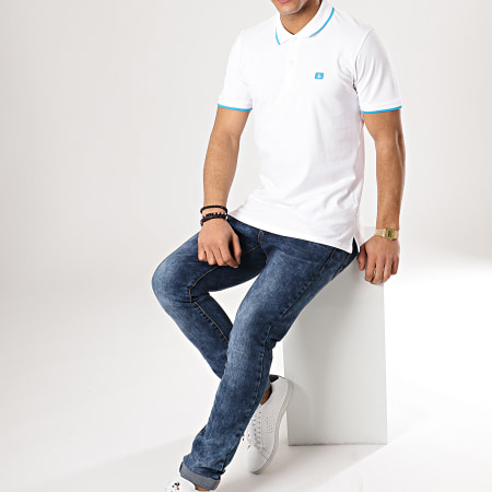 Jack And Jones - Polo Manches Courtes Stone Blanc Turquoise