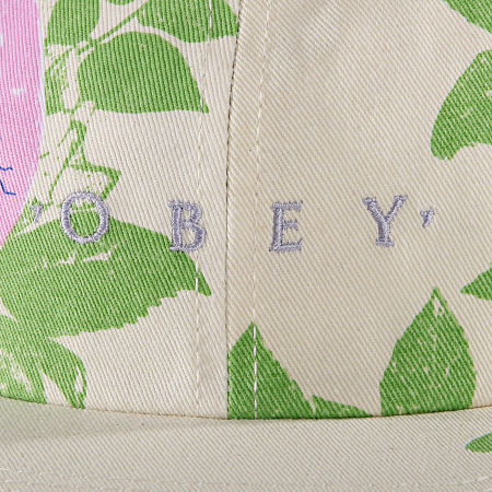 Obey - Casquette Strapback Braniac 6 Panel Beige Floral