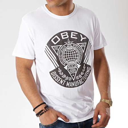 Obey - Tee Shirt World Prop Badge Blanc