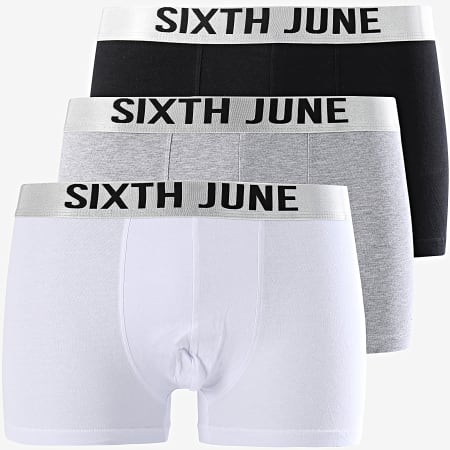 Sixth June - Set di 3 boxer M3504RAC grigio screziato bianco nero