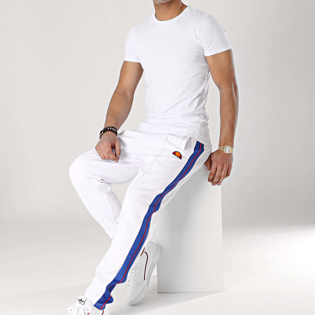 Ellesse - Pantalon Jogging Avec Bandes Jet SHA06417 Blanc Bleu Roi