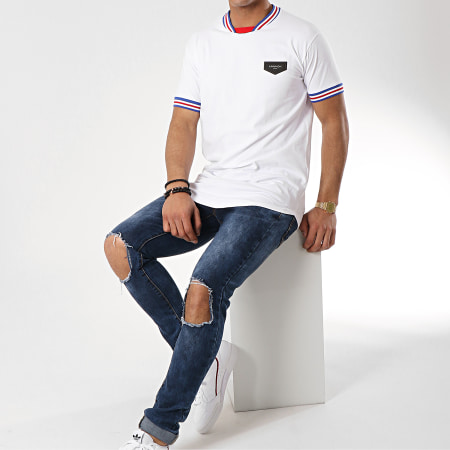 Gianni Kavanagh - Tee Shirt Oversize Personalized Rib Blanc Bleu Roi Rouge