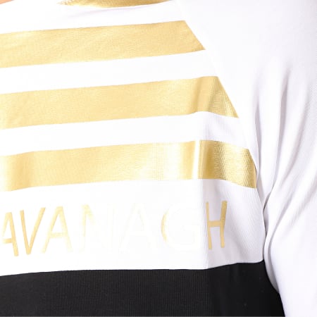 Gianni Kavanagh - Tee Shirt Oversize GK Gold Stripes Blanc Noir Doré