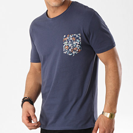 MTX - Tee Shirt Poche F1033 Bleu Marine Floral