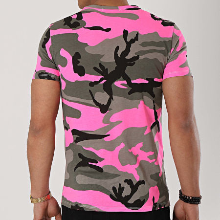MTX - Tee Shirt TM0041 Vert Kaki Camouflage Rose Fluo