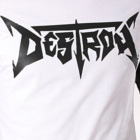 Neochrome - Tee Shirt Manches Longues Raglan Destroy Blanc Noir