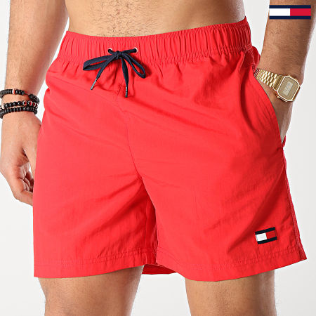 Tommy Hilfiger Short De Bain Medium Drawstring 1080 Rouge LaBoutiqueOfficielle