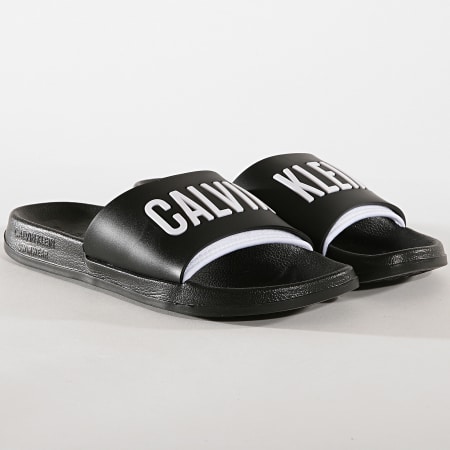 Calvin Klein - Claquettes Slide 376 Noir Blanc 