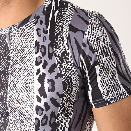 John H - Tee Shirt Oversize 1972 Gris Noir Blanc Leopard 