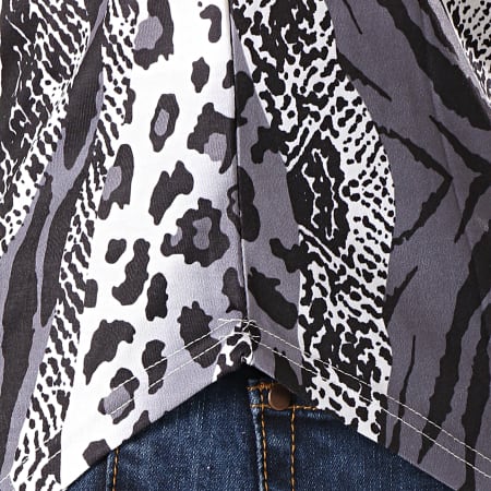 John H - Tee Shirt Oversize 1972 Gris Noir Blanc Leopard 