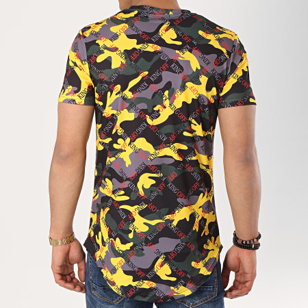 John H - Tee Shirt Oversize 1960 Jaune Camouflage Gris Anthracite