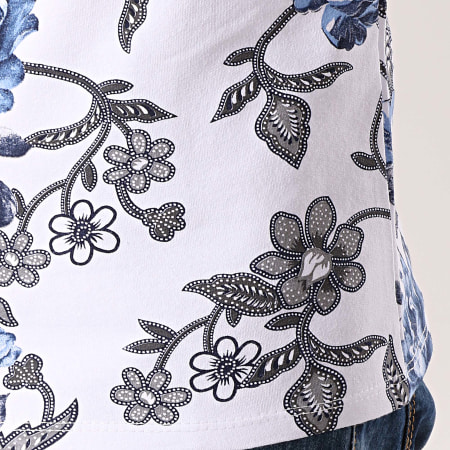 Aarhon - Tee Shirt 19-009 Blanc Gris Bleu Clair Floral
