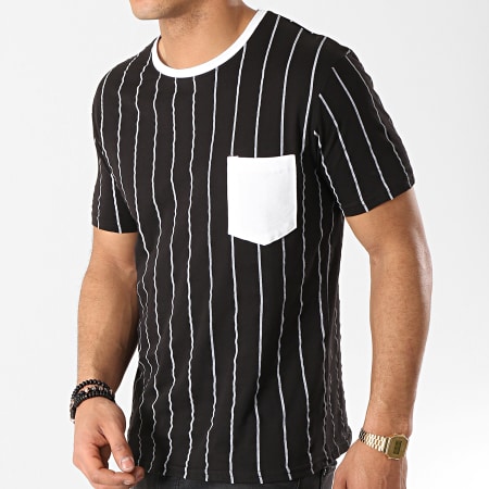 Frilivin - Tee Shirt Poche 9253-A8278 Noir Blanc