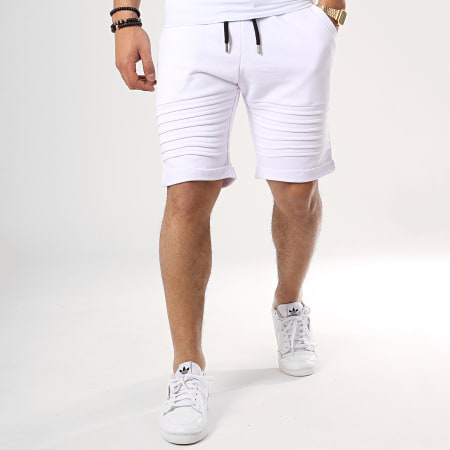 LBO - Pantalones cortos de jogging con adornos 648 Blanco