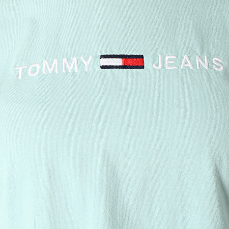 Tommy Hilfiger - Tee Shirt Femme Clean Boxy Logo 5455 Bleu Turquoise