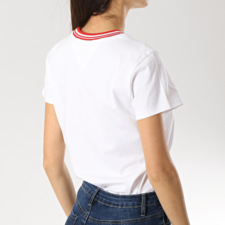 Tommy Hilfiger - Tee Shirt Femme Rib Stripe 6216 Blanc