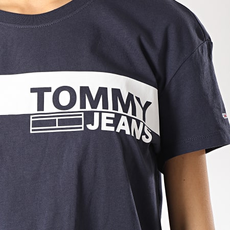 Tommy Hilfiger - Tee Shirt Femme Corporate Stripe Chest 6229 Bleu Marine