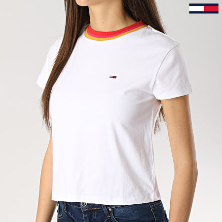 Tommy Jeans - Tee Shirt Crop Femme Solid 6255 Baby Blanc 
