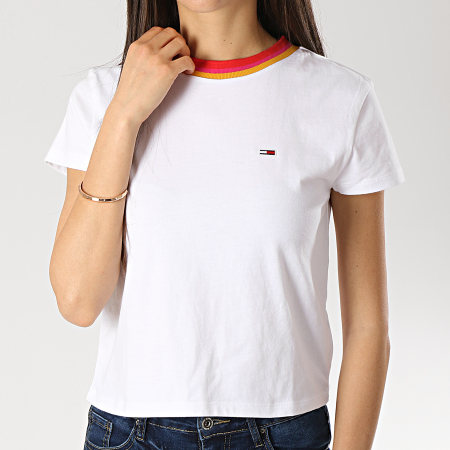 Tommy Jeans - Tee Shirt Crop Femme Solid 6255 Baby Blanc 