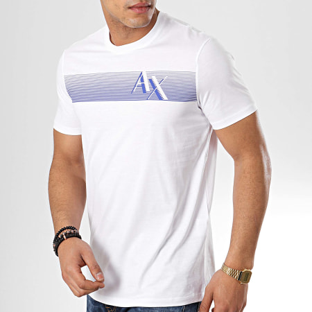 Armani Exchange - Tee Shirt 3GZTFA-ZJA5Z Blanc Bleu Roi