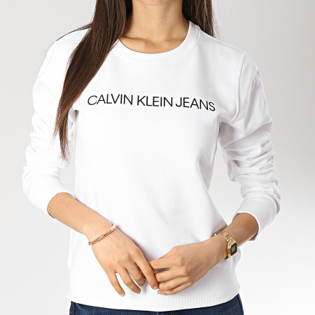 Calvin Klein - Sweat Crewneck Femme Institutional 9760 Blanc