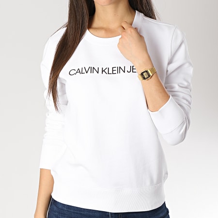Calvin Klein - Sweat Crewneck Femme Institutional 9760 Blanc