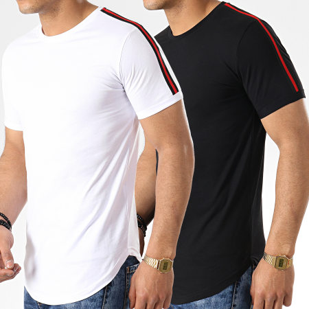 LBO - Lot de 2 Tee Shirts Oversize Avec Bandes 713 Noir Et Blanc