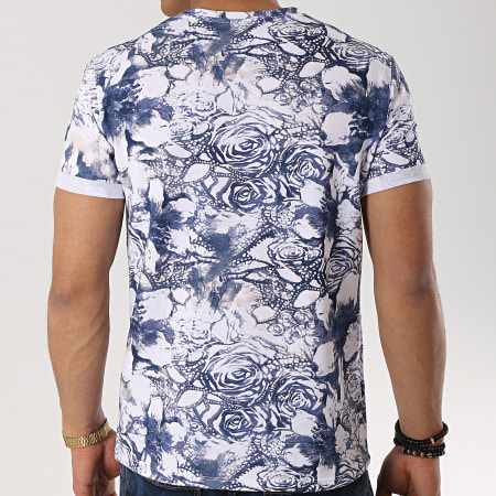 Aarhon - Tee Shirt 91272 Blanc Bleu Marine Floral