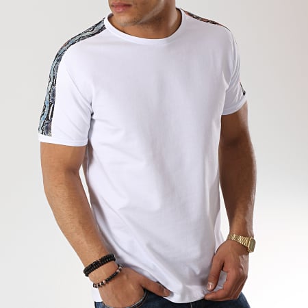 Aarhon - Tee Shirt Avec Bandes 91244 Blanc Reptile