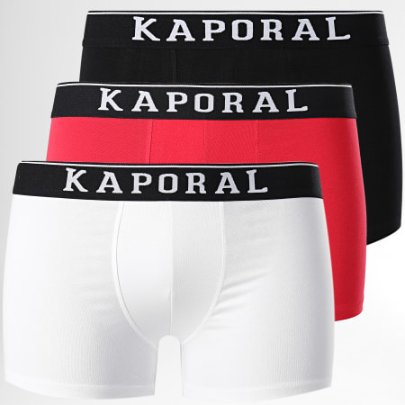 Kaporal - Lot De 3 Boxers Quad Noir Blanc Rouge
