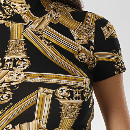 Versace Jeans Couture - Tee Shirt Crop Femme TDM607 Print B2HTB707-S0503 Noir Renaissance