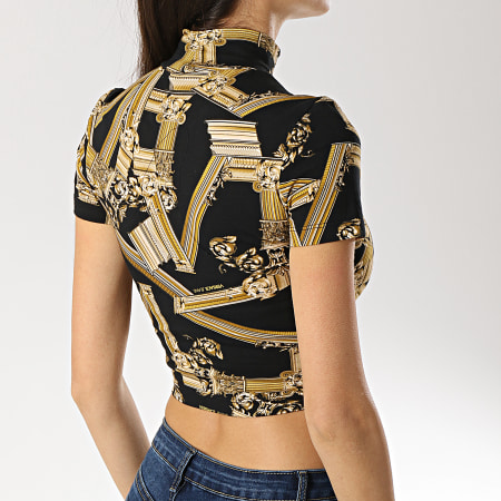 Versace Jeans Couture - Tee Shirt Crop Femme TDM607 Print B2HTB707-S0503 Noir Renaissance