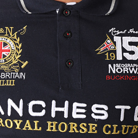 Geographical Norway - Polo Manches Courtes Patchs Brodés Kingston Bleu Marine