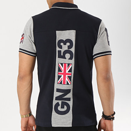 Geographical Norway - Polo Manches Courtes Patchs Brodés Kingston Bleu Marine