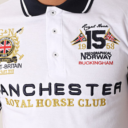 Geographical Norway - Polo Manches Courtes Patchs Brodés Kingston Blanc