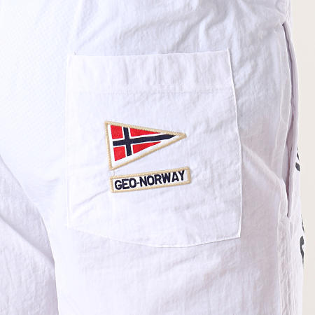Geographical Norway - Short De Bain Patchs Brodés Quorban Blanc