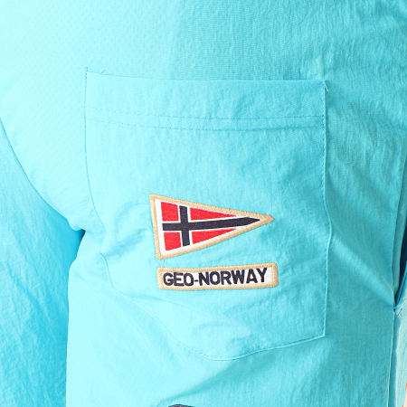 Geographical Norway - Short De Bain Patchs Brodés Quorban Bleu Turquoise