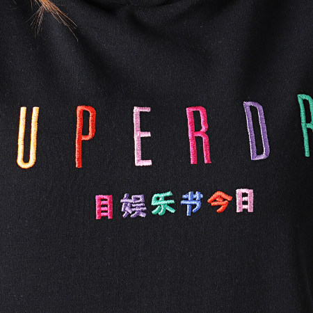 Superdry - Robe Sweat Capuche Femme Rainbow Tape G80142TT Noir