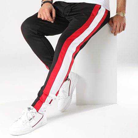 Terance Kole - Pantalon Jogging avec Bandes 88036 Noir Blanc Rouge