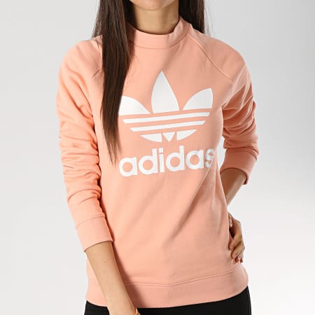 Adidas Originals - Sweat Crewneck Femme Trefoil DV2627 Rose Blanc